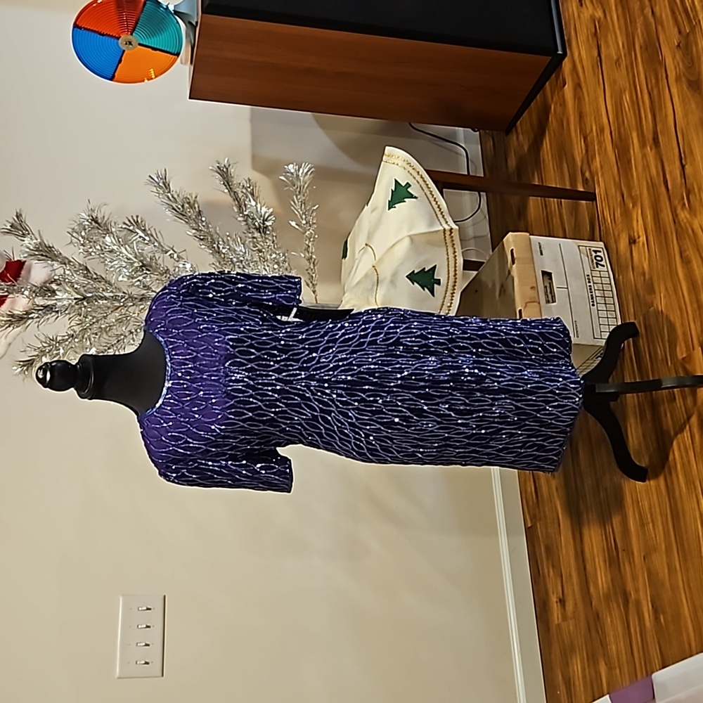 NWT Vintage Lawrence Kazer Purple Sequin Dress